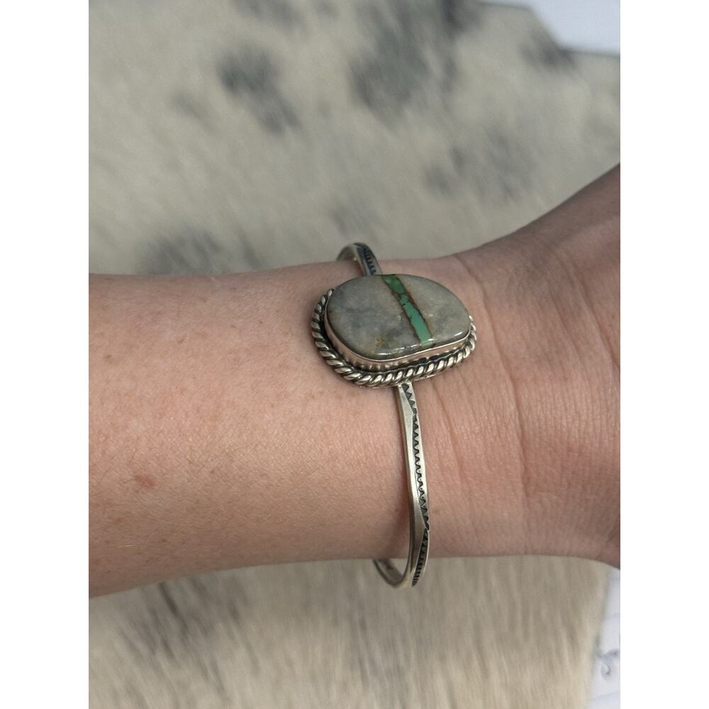 Sterling Silver Royston Ribbon Turquoise Native Donovan Skeet Cuff Bracelet 925 - Picture 14 of 15
